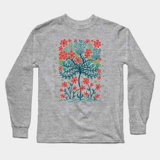 FLOWER BURST Floral Botanical Still Life Flowers in Teal and Coral Orange - UnBlink Studio by Jackie Tahara Long Sleeve T-Shirt